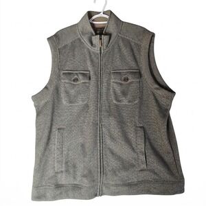 Tasso Elba Mens XL Full Zip Fleece Lined Waffle Knit Sweater Vest Olive Brown